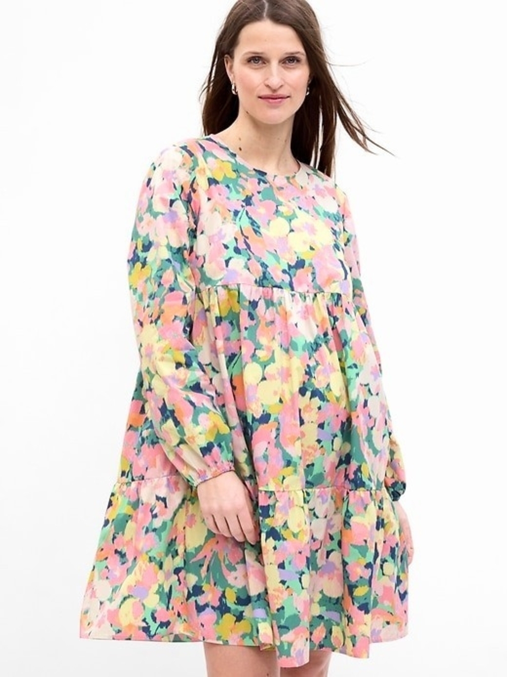 NWT Gap Maternity Floral Tiered Dress Cottagecore Babydoll ~ Size M